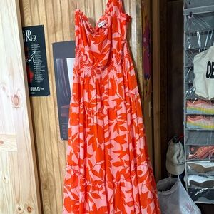 Taylor Orange and White Maxi Dress